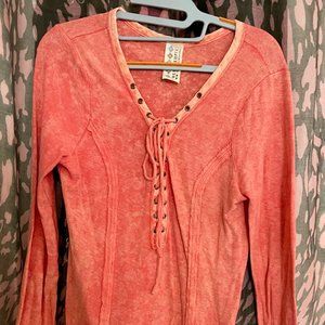 Free People orange long sleeve shirt
